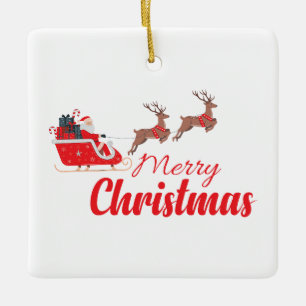 Christmas design and reindeer ceramic ornament
