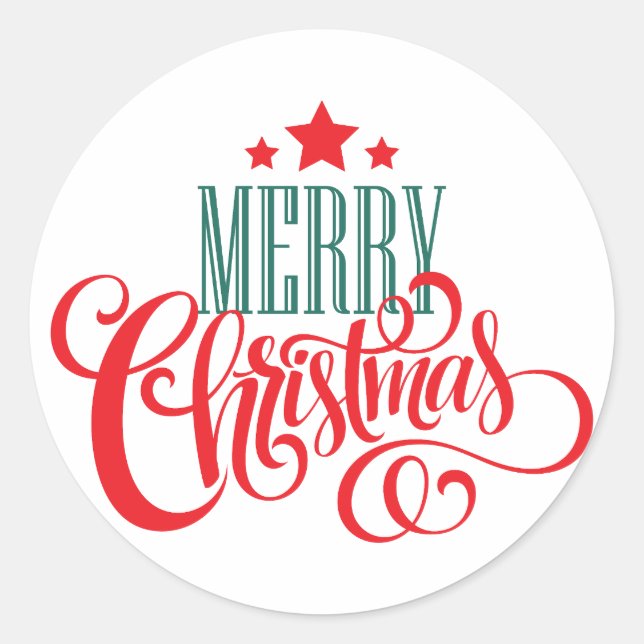 Christmas design and stars classic round sticker (Front)