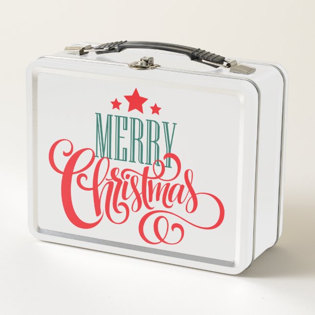 Christmas design and stars metal lunch box (Front)