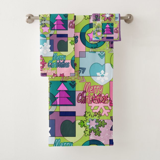 Christmas design bath towel set (Insitu)