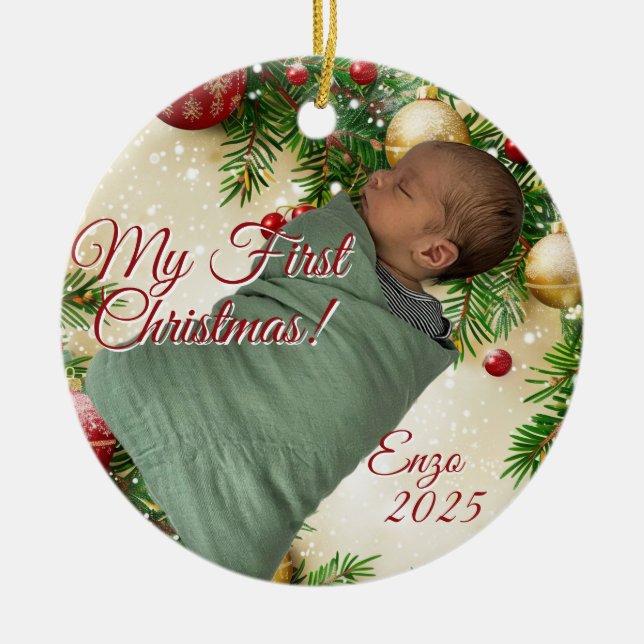 Christmas Design Ceramic Ornament (Front)