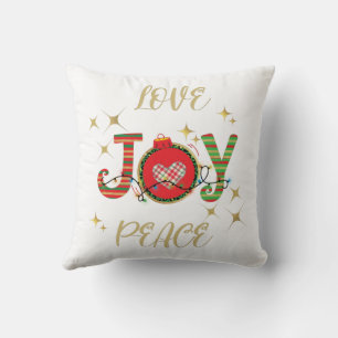 CHRISTMAS DESIGN LOVE JOY PEACE WITH CHRISTMAS LIG THROW PILLOW