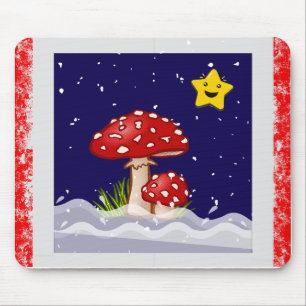 Christmas design mushrooms mouse pad