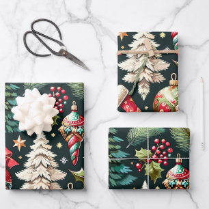 Christmas Design Pattern 9 Flat Sheet Set of 3