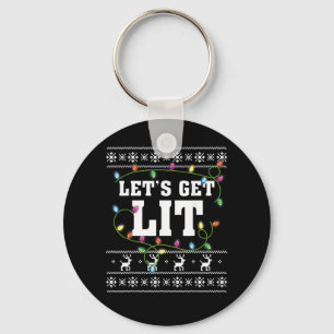 Christmas Design Quote - Let's Get Lit Keychain