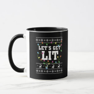 Christmas Design Quote - Let's Get Lit Mug