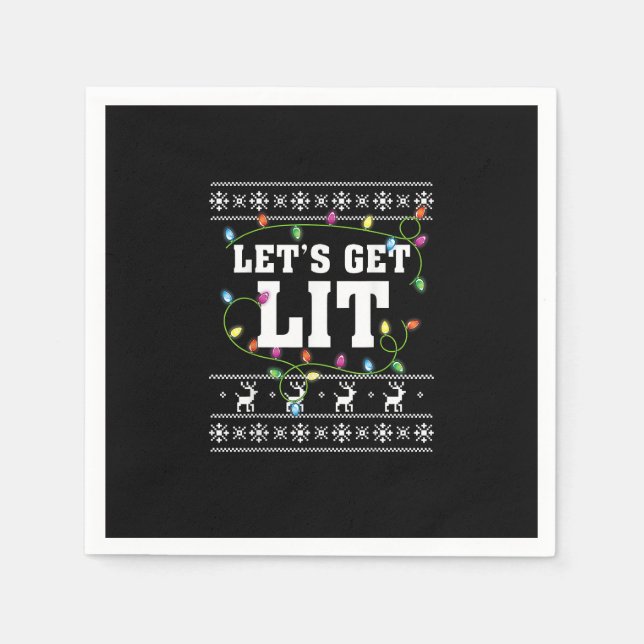Christmas Design Quote - Let's Get Lit Napkin (Front)