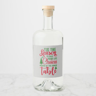 Christmas design season of choices liquor bottle label