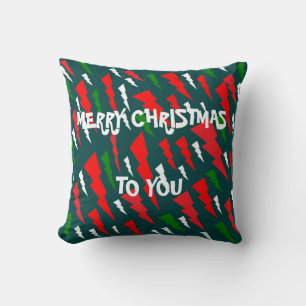 Christmas design two shades green plus red white throw pillow