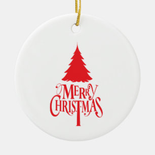 Christmas design with red tree ceramic ornament