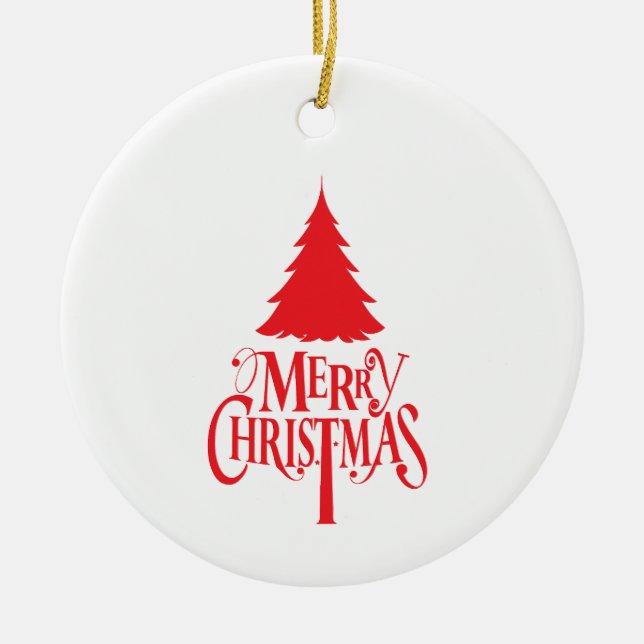Christmas design with red tree ceramic ornament (Front)