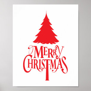 Christmas design with red tree poster