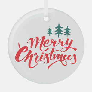 Christmas design with trees glass ornament