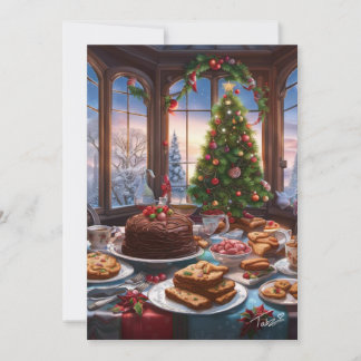 Christmas Dessert Table Vintage Style Holiday Card