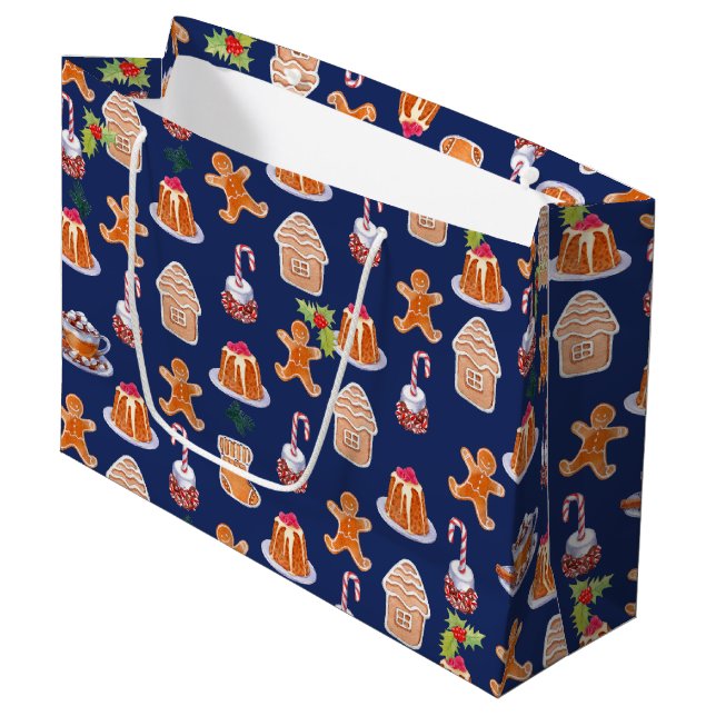 Christmas Desserts Large Gift Bag (Front Angled)