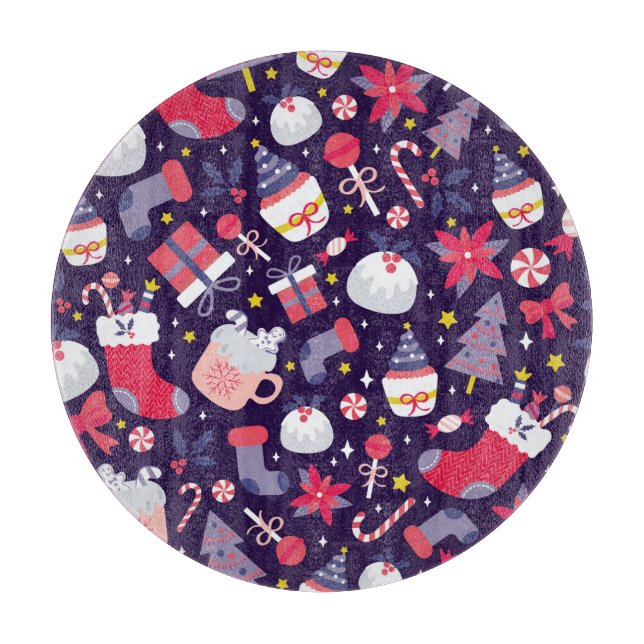 Christmas desserts, vintage starry pattern. cutting board (Front)
