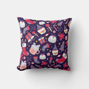 Christmas desserts, vintage starry pattern. throw pillow