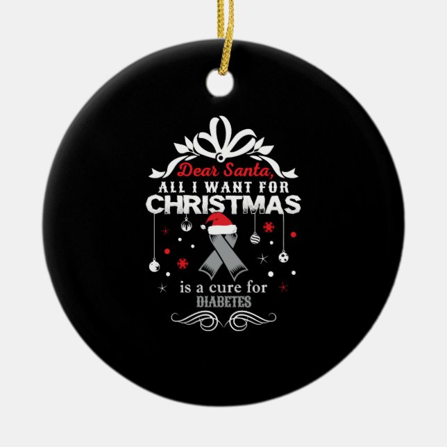 Christmas- Diabetes Awareness Shirt Ceramic Ornament (Front)