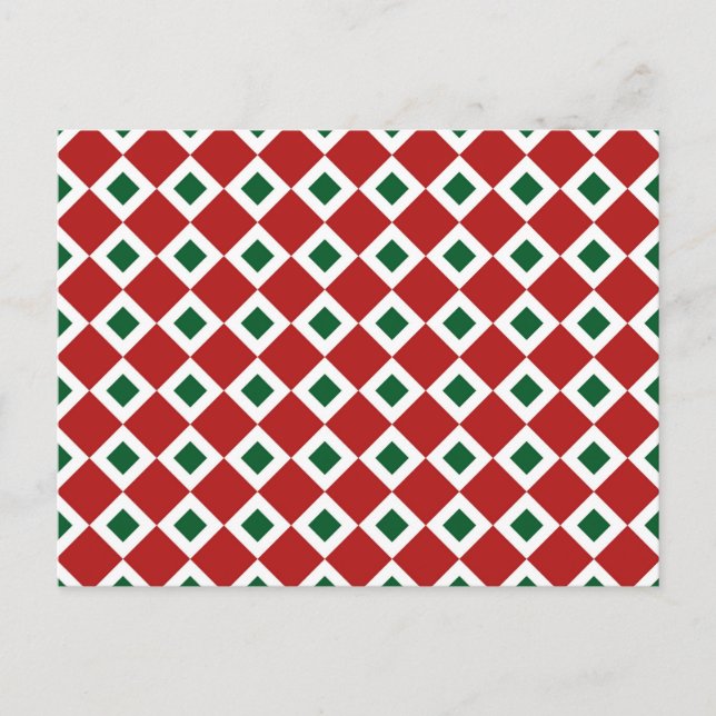 Christmas Diamond Pattern Holiday Postcard (Front)