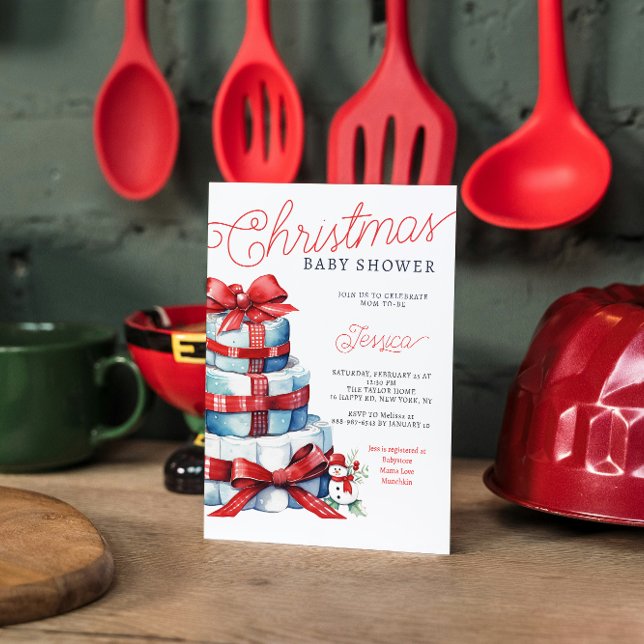 Christmas Diaper Cake Holiday Baby Shower Invitation (Creator Uploaded)