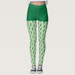 Christmas Dill Pickle wearing a Santa Hat Leggings