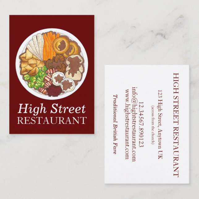 Christmas Dinner British Sunday Roast Food Pub Business Card (Front/Back)