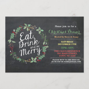 Christmas Dinner Eat Drink & Be Merry Party Invite