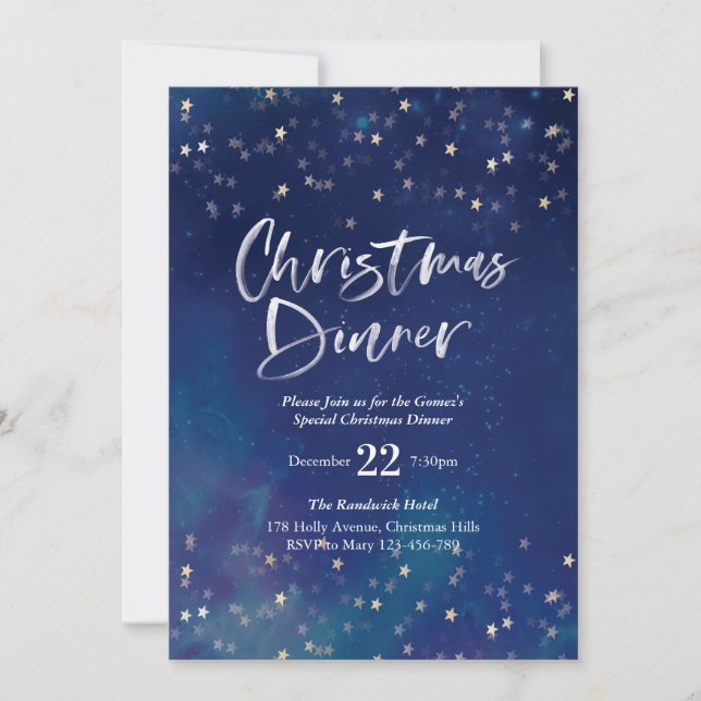 Christmas dinner Invitation | Midnight stars (Front)