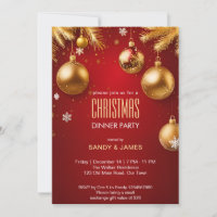 Christmas dinner party gold and red baubles