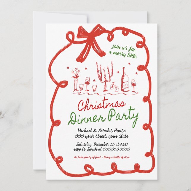 Christmas Dinner Party Invitation (Front)
