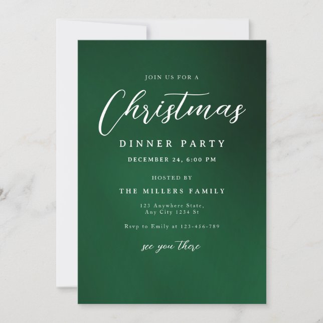 Christmas Dinner Party Invitation, Minimalist  Invitation (Front)