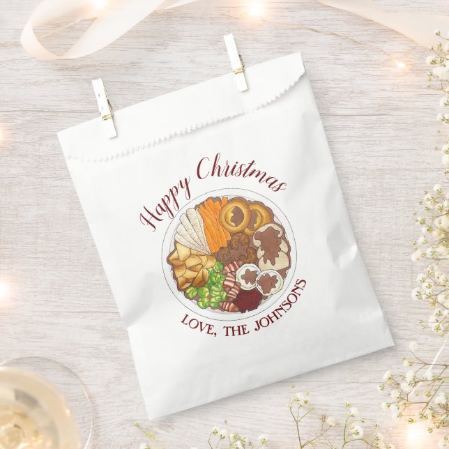 Christmas Dinner Party UK Festive British Food Favour Bag (Clipped)