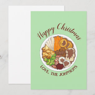 Christmas Dinner Party UK Festive British Food Holiday Card