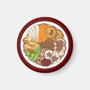 Christmas Dinner Party UK Festive British Food Magnet