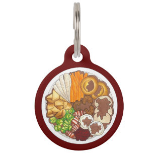 Christmas Dinner Party UK Festive British Food Pet Tag