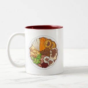 Christmas Dinner Party UK Festive British Food Two-Tone Coffee Mug