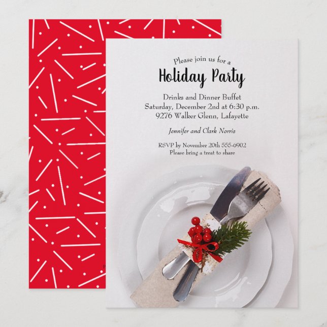 Christmas Dinner Plate Holiday Invitations (Front/Back)