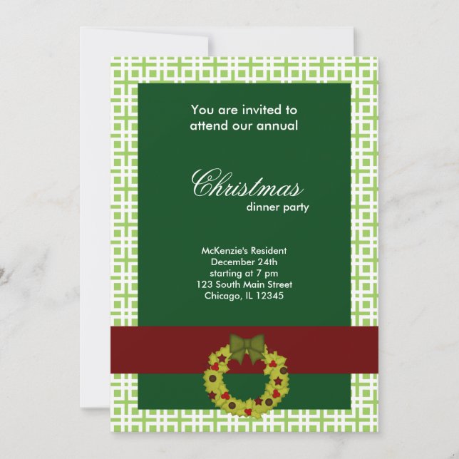 Christmas Dinner Squares Invitation (Front)