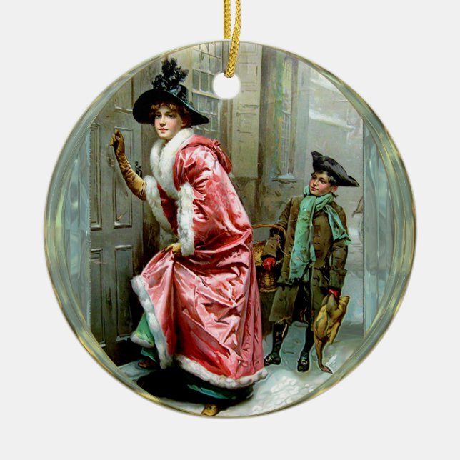 Christmas Dinner Victorian Ceramic Ornament (Front)