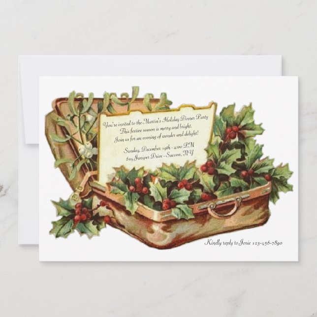 Christmas Dinner Vintage Invitation (Front)