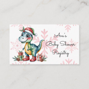Christmas Dino Boy Baby Shower Registry Enclosure Card