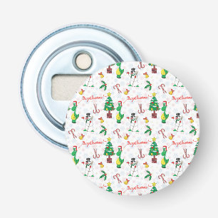 Christmas dinosaur and snowman bottle opener