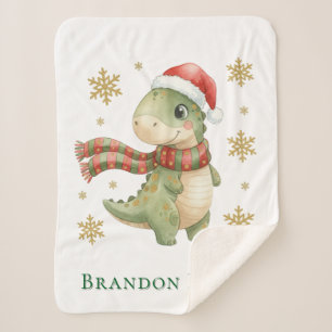 Christmas Dinosaur Baby Shower Gift Small Sherpa Blanket