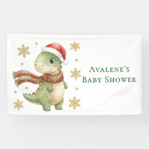 Christmas Dinosaur Birthday Party Banner