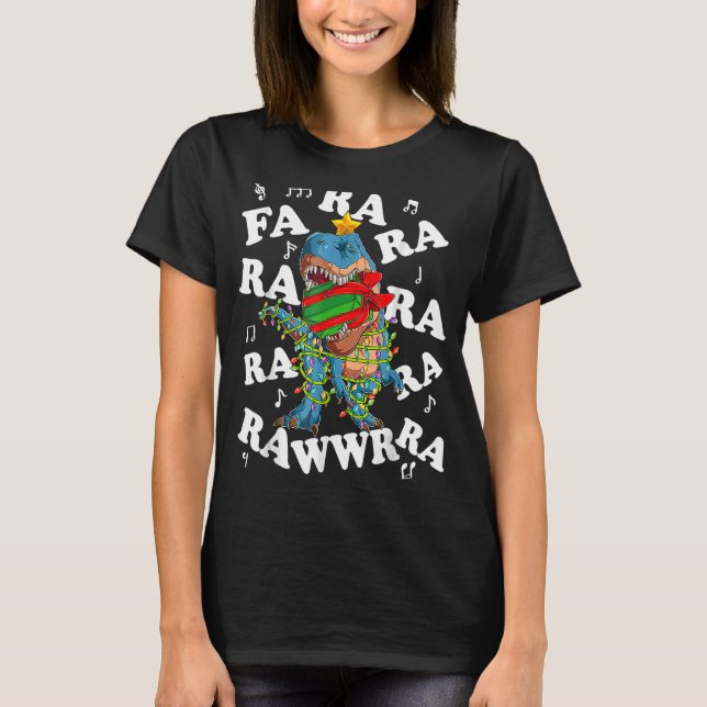 Christmas Dinosaur Fa Ra Ra Rawr Tree Rex Pyjamas  T-Shirt (Front)