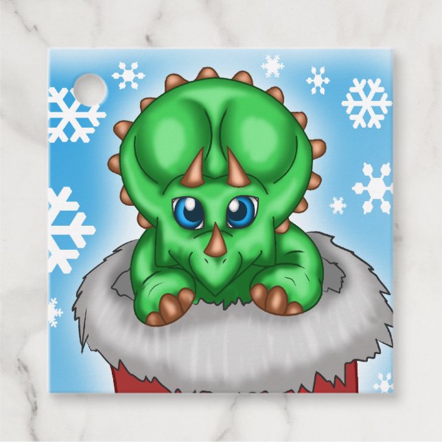 Christmas Dinosaur Favour Tags (Front)