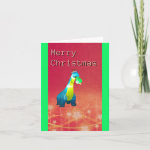 Christmas Dinosaur Folded Greeting Card