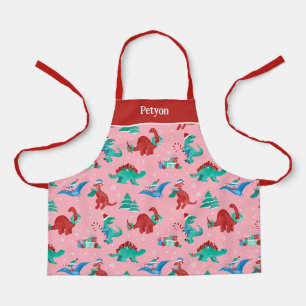 Christmas Dinosaur Kids Fun Holiday Personalized Apron