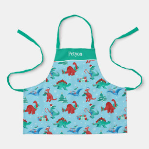 Christmas Dinosaur Kids Fun Holiday Personalized Apron
