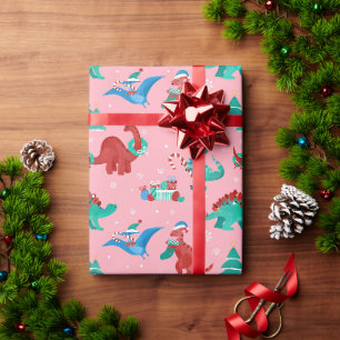 Christmas Dinosaur Kids Fun Winter Holiday Wrapping Paper